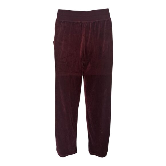 Monroe & Main Velour Tracksuit Burgundy Chain Trim Zipper Jacket Active Pant Set - Picture 13 of 16